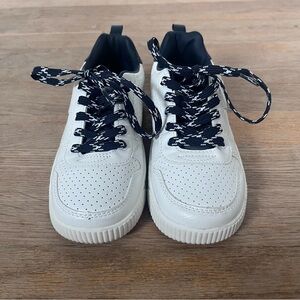 Carter’s Boys Size 2 White Tie Sneakers w/ Navy Detail